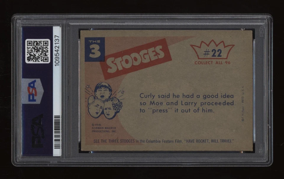 1959 What Do You Think PSA 7 Fleer Three Stooges Gray Back #22 *NICE* Low POP2 - Image 2 of 2