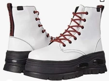 Free People Coolway Hiker Platform Boots White Patent Leather Combat Womens Sz 6