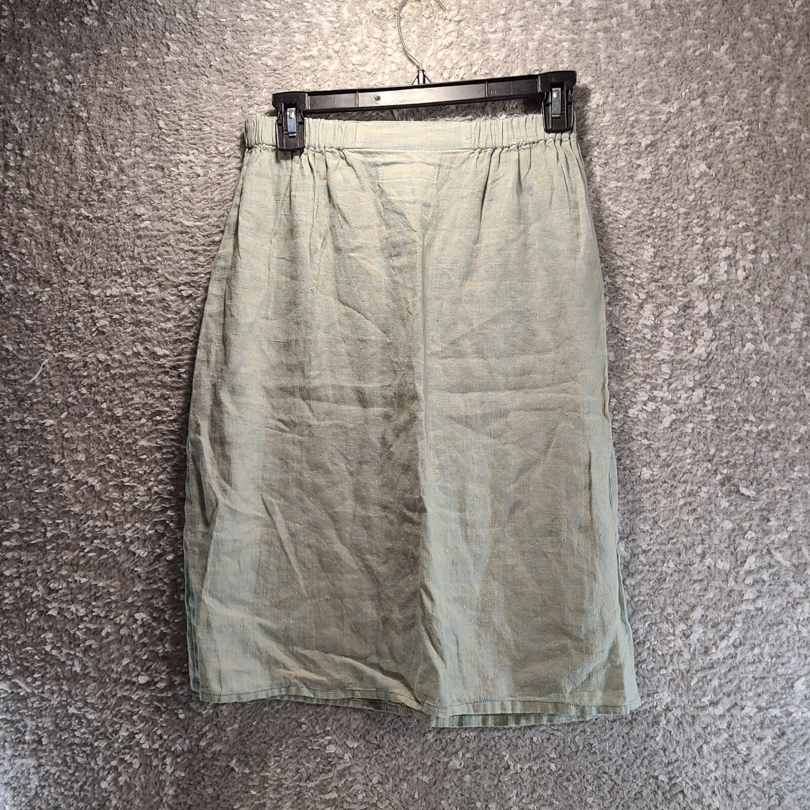 Flax Pull On Pencil Skirt Linen Pocket Petite Elastic Waist 25W