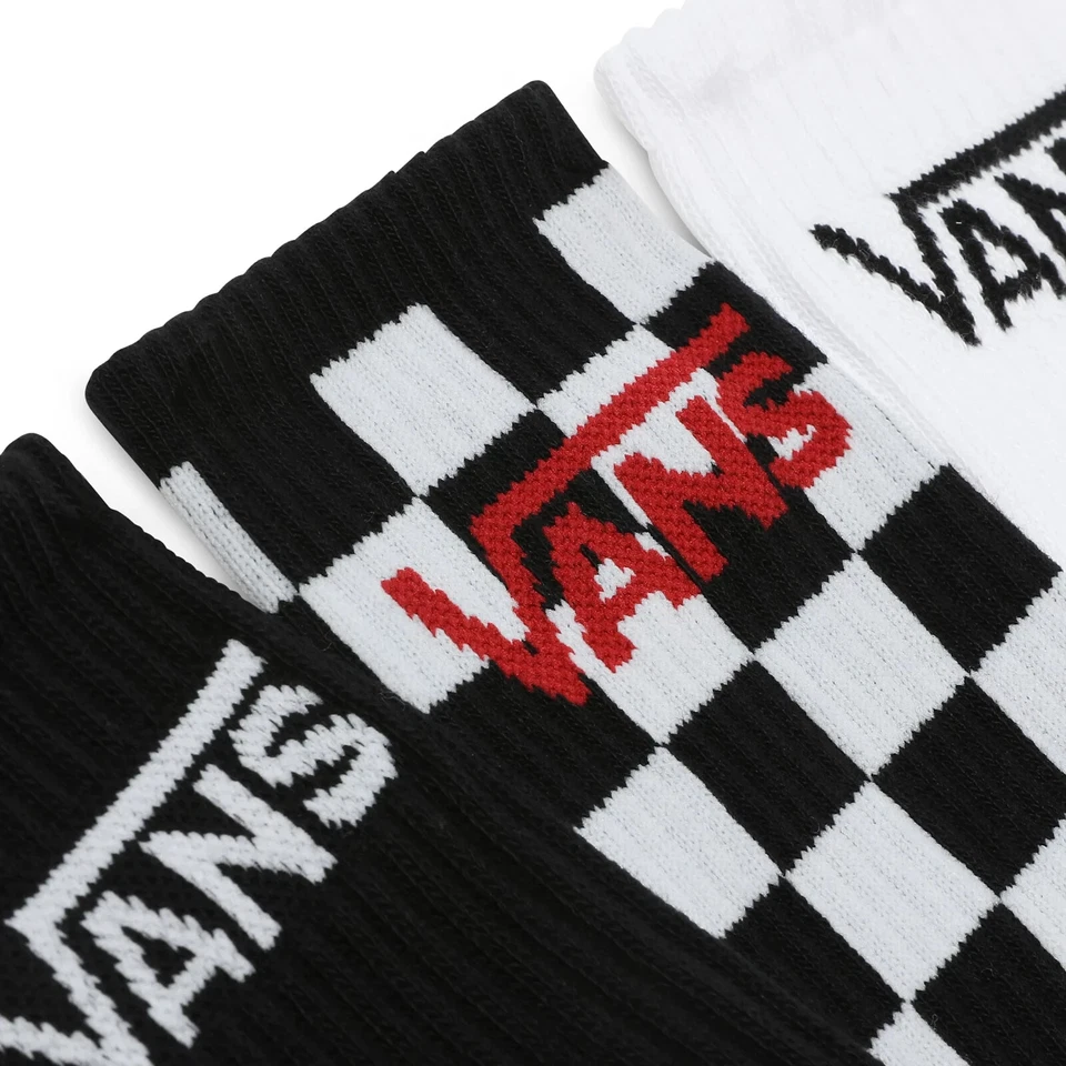 Paquete de 3 calcetines clásicos para hombre VANS VN000XSE95Y negros/blancos/a cuadros 9,5-13 Foto 2 de 4