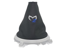 SCHALTMENSCHETTE FÜR MAZDA 2 2009-14 SCHALTSACK LEDER STICKEREI NAHT DUNKELBLAU