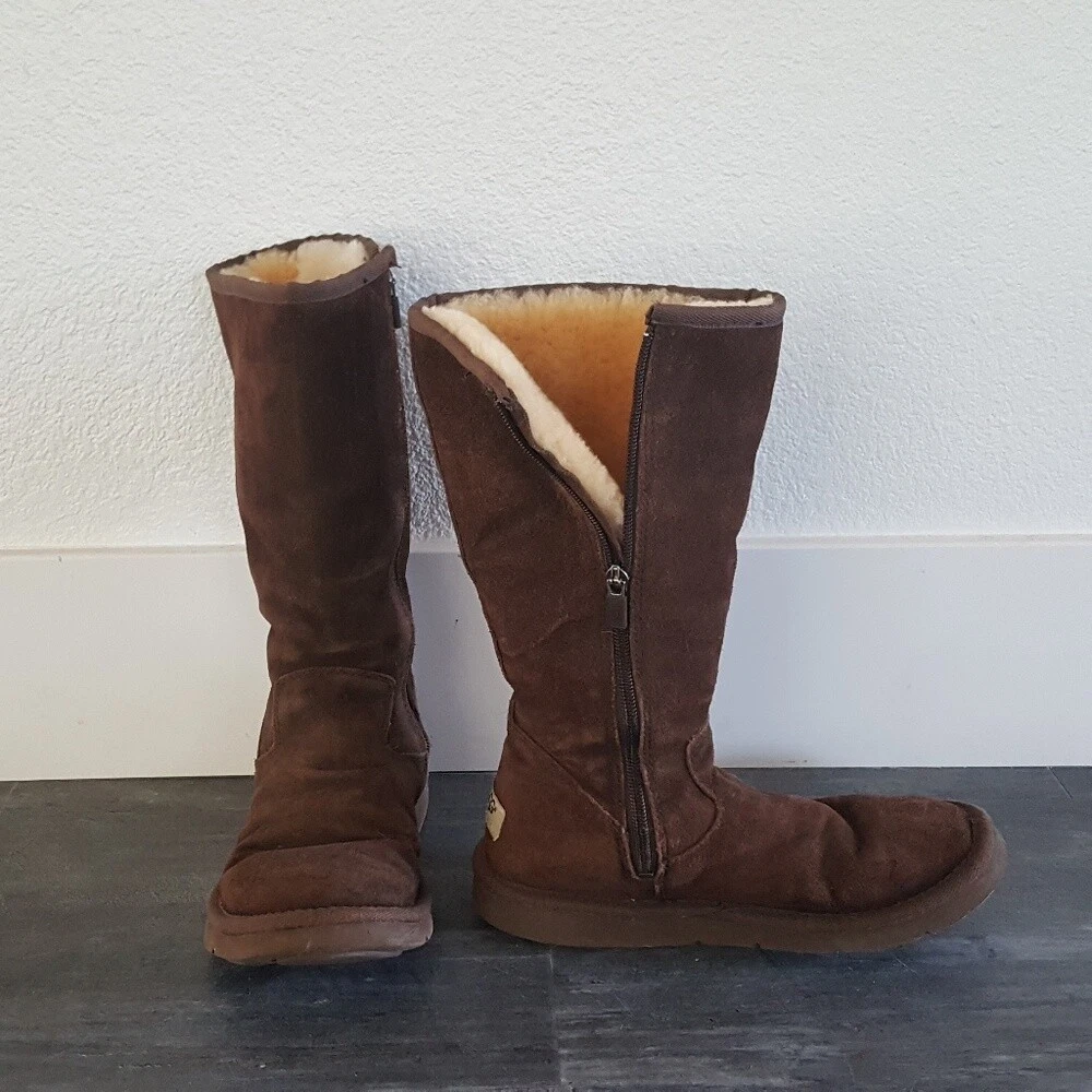Chocolate Side Zipper Detailed UGG Tall Boot