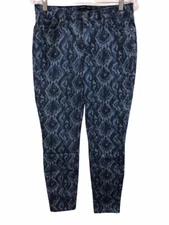 H by Halston Regular Premier Denim Snake Printed Ankle Jeans Pant Indigo Size 6 