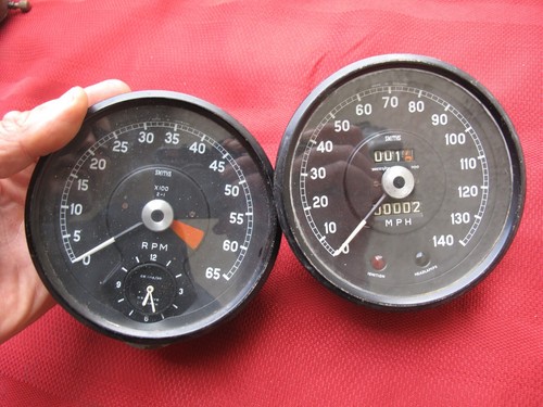 vintage Jaguar Dashboard Gauges Tachometer 140MPH Speedometer SMITHS XKE S-type - Picture 16 of 16