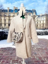 Shearling Lamb Wool Ivory Coat Women’s Size Medium 10 & 8