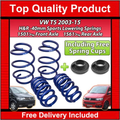 FITS VW T5 TRANSPORTER 03-15 H&R LOWERING SPORTS SPRINGS 40MM KIT 29270-4