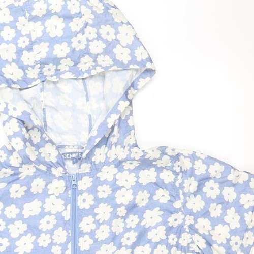 Denim & Co. Womens Blue Rain Coat Size L Playsuit coat - Picture 7 of 12