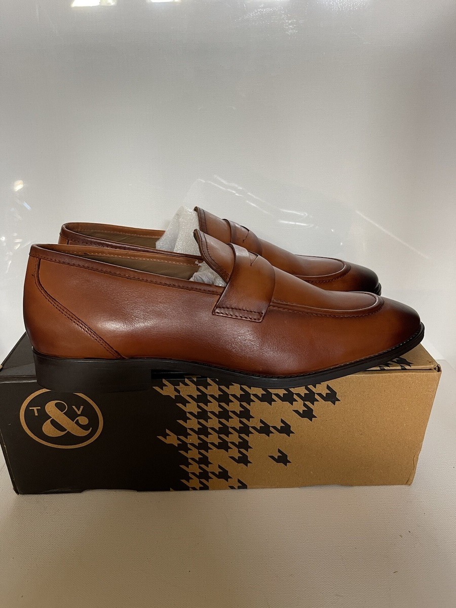 Thomas & Vine Bishop Leather Penny Loafers in Brown Size 13  display picture 1