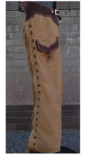 Men Western style Cowboy Suede Leather Horse Riding, Bike riding Chaps
