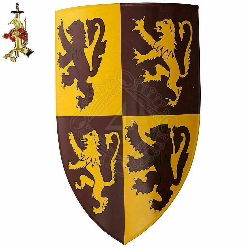 Medieval Warrior Steel Shield with Welsh Dragon Yellow Replica Heater Shield - Image 2 of 4