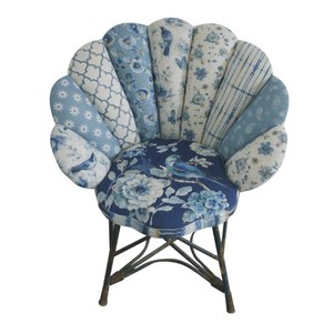 Peacock Style Upholstered Tub Chair With Metal Legs Bluebird Floral Print All Ch Ebay