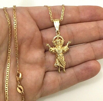 18K GOLD FILLED DIVINE CHILD NECKLACE 18'' LONG/DIVINO NINO 18  LARGO  - 45x22mm