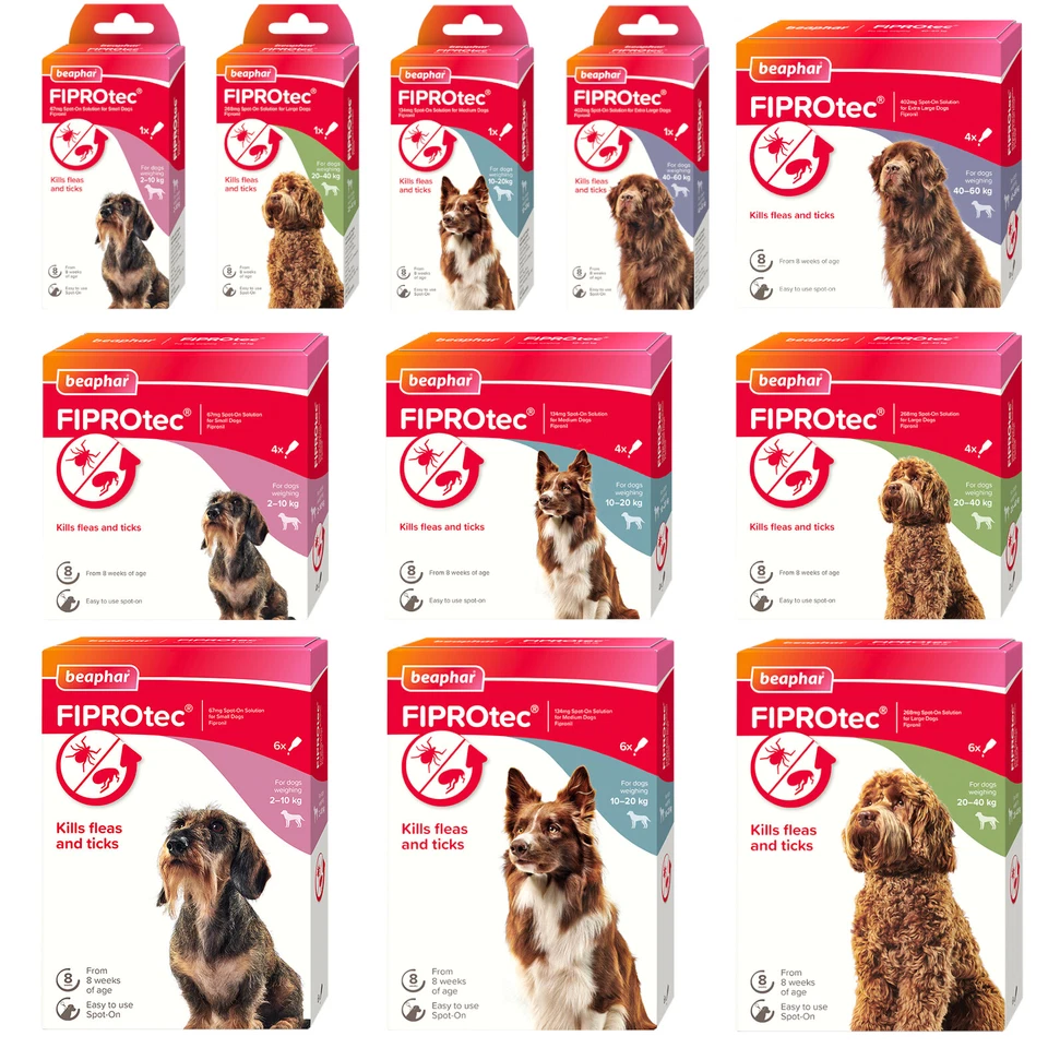 Beaphar Fiprotec Spot On Flea / Tick Treatment Fipronil Solution Remedy for Dogs