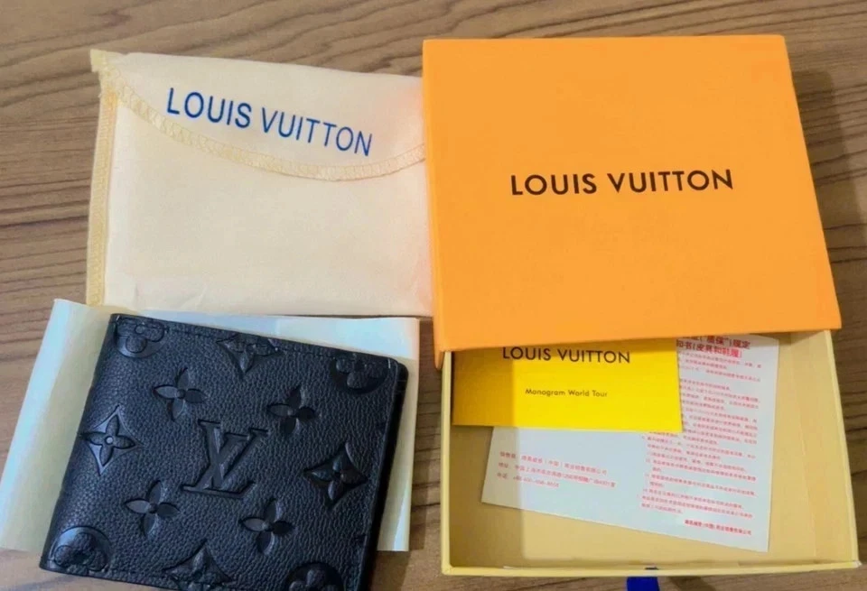 Louis Vuitton Eclipse LV Monograma Cuero Negro Doble Cartera Múltiple (cm) Foto 3 de 4