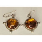 Baltic Amber Gemstone 925 Silver Handmade Dangle Earrings 1.25" Long