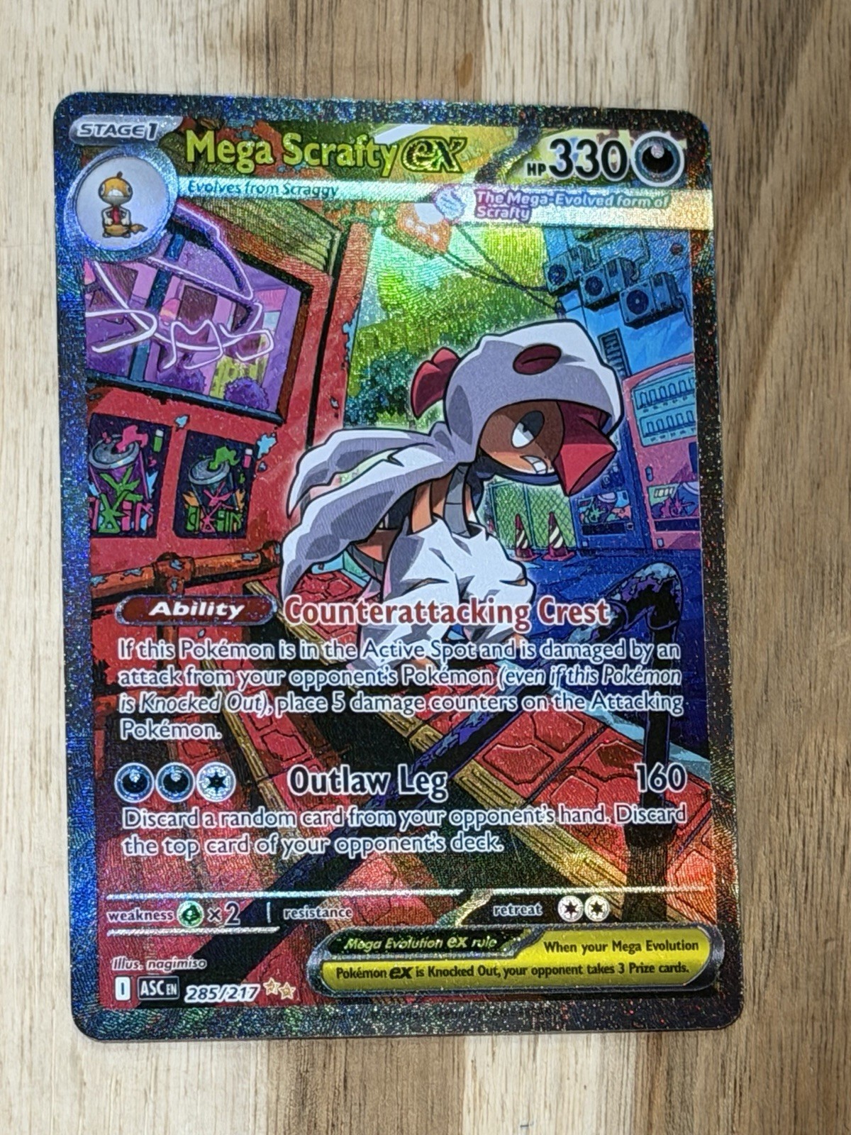 Pokemon TCG Card Ascended Heroes 285/217 Mega Scrafty EX IR Holo Full Art NM/M