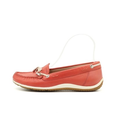 Geox Damen Respira Mokassins Rot Echtleder Atmungsaktiv Bootsschuhe EU 36