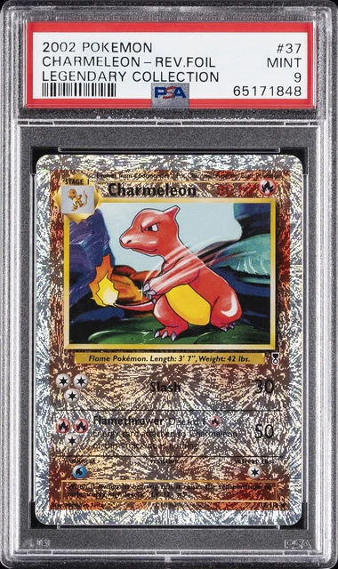 2002 POKEMON LEGENDARY COLLECTION #37 CHARMELEON-REVERSE FOIL PSA 9