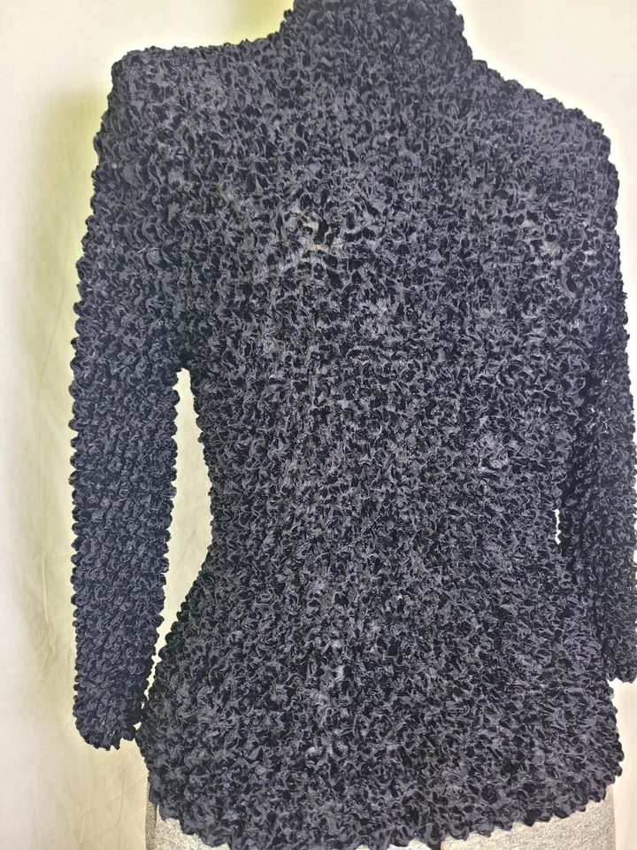 Top Palomitas Burnout Vintage Años 80 90 Coolwear Terciopelo Negro S-L Grunge Cuello Simulado Foto 2 de 4