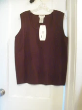 NEW WOMENS WHITE STAG SLEEVELESS BROWN KNIT TOP SIZE XL 16-18 Warm Chocolate NWT