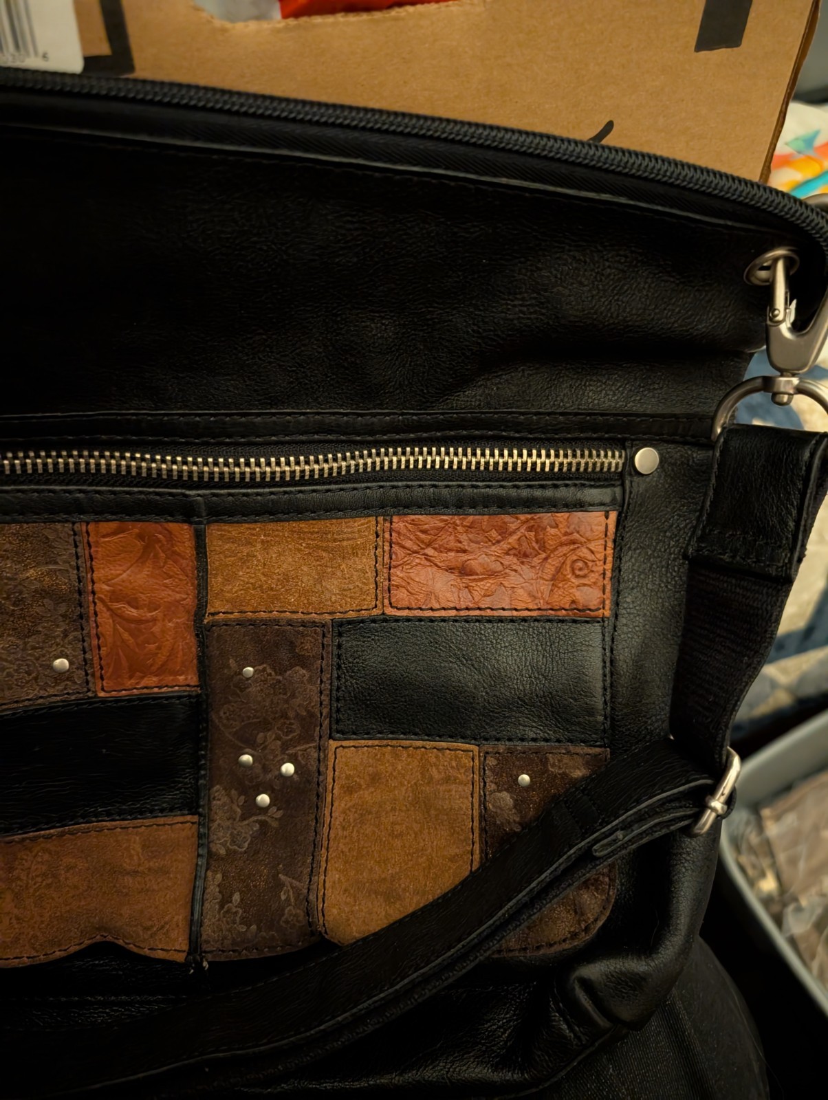 Fossil Patchwork Tooled Embossed Crossbody - image 4