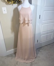 JENNY YOO COLLECTION Charlie Halter Ruffle Blush Maxi Dress Gown - 2 🧡💥