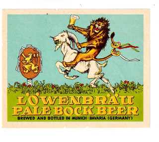 1956 LOWENBRAU MUNICH GERMANY PALE BOCK BEER LION LABEL