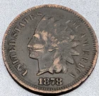 1878 Indian Head Cent Penny, VF Tougher Date