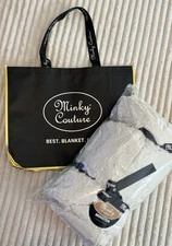 Luxury Minky Couture/ Feathers Almond Blanket  60x72 -With Gift Bag 