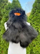 Adrienne Landau BLACK Genuine Fox Fur Pull-Through Scarf Shawl Wrap