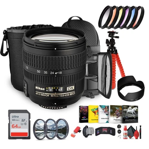 Nikon 18-70mm f/3.5-4.5G AFS ED-IF DX Zoom Autofocus Lens – Lightweight,