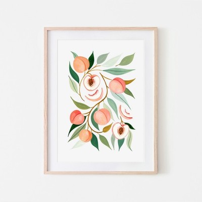 0_Pfirsichblüten Kunstdruck Botanischer Druck Küchendeko Wandbild Küche Kunstdruck