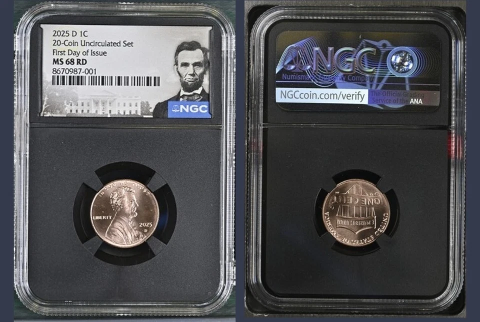 2025 P D 1C Penny Abraham Lincoln Shield Cent NGC MS68 RD Red FIRST DAY Issue % - Image 3 of 4