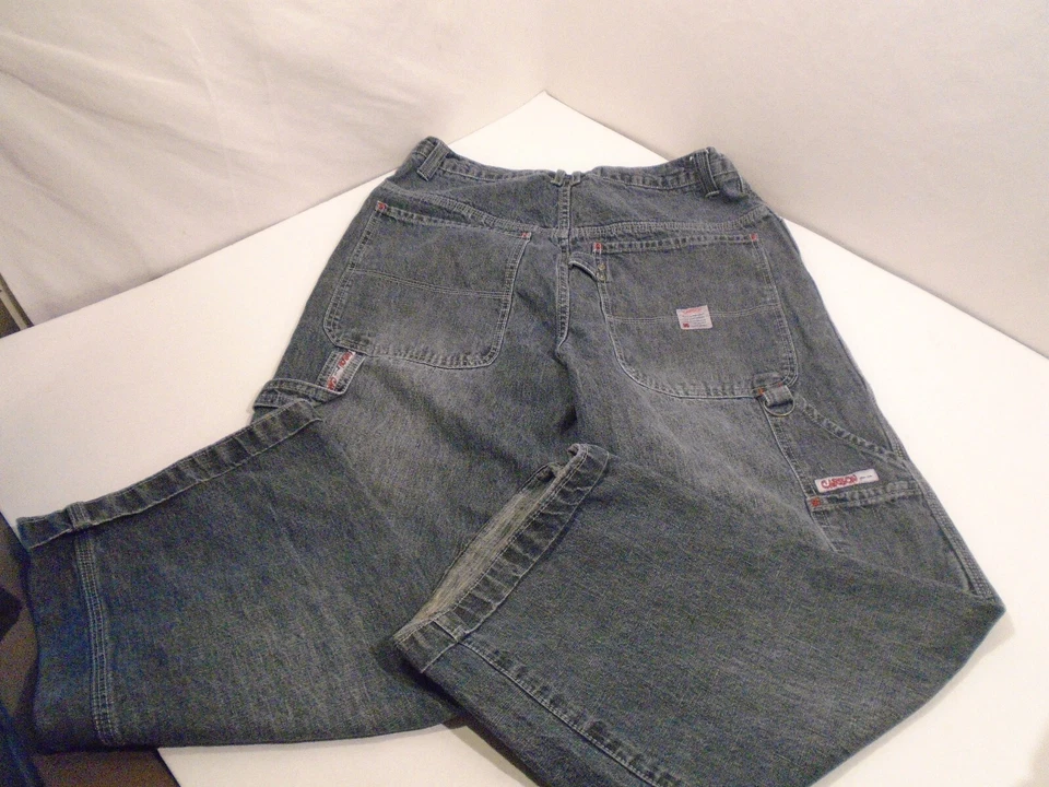 Винтажные карбоновые джинсы Carpenter хип-хоп Skater гранж широкие штанины мужские джинсы размер 34x30 - Изображение 2 из 4