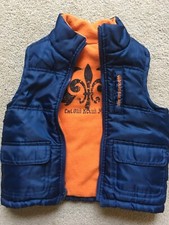 Boys Calvin Klein Jeans Puffy Vest Blue Orange XS 4/5 Reversible Fleece Jacket