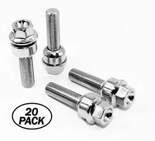 20 14x1.5 Veritek R14 19mm 45mm Chrome Washer Lug Bolts Ball Seat for Porsche 