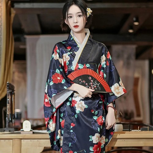 Abito da sera donna kimono tradizionale giapponese retrò geisha kimono retrò - Foto 4 di 43