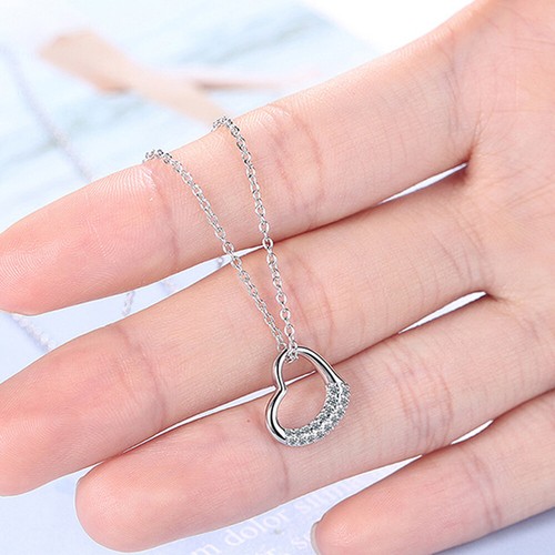 Kristall Herz Anhänger Silber Kette Halskette Damen Schmuck Modeschmuck - - Bild 8 von 14