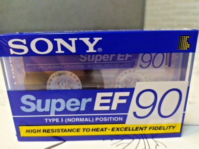 New Sony Super EF 90 Cassette Tape Type I Normal Position Blank Audio NOS Sealed