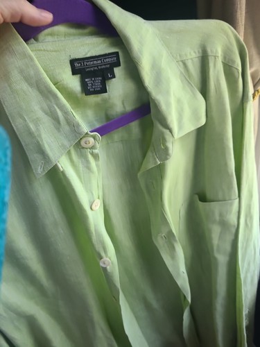 The J. Peterman Company Men's Linen Shirt Size L Light Green - Picture 7 of 9