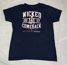 NEW ENGLAND PATRIOTS T-SHIRT Mens L Superbowl COMEBACK 2017 NFL