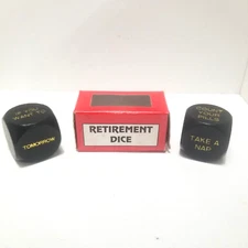 Retirement Dice - Forum Novelties Wooden Gag Gift - Item #51516 - Vintage 1994