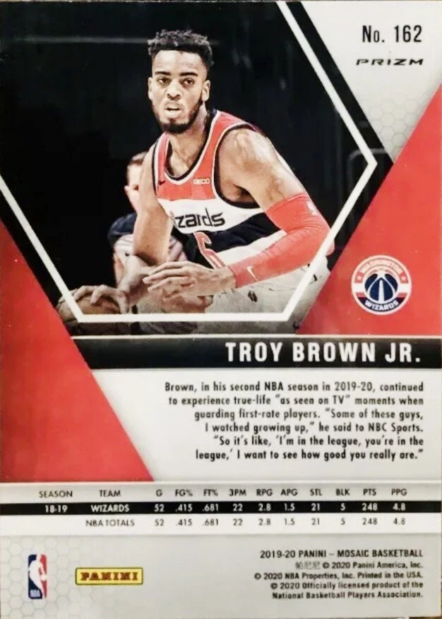 Troy Brown Jr. 2019-20 Panini Mosaic Genesis PSA 9 SSP Wizards Pop 2 - Image 4 of 4