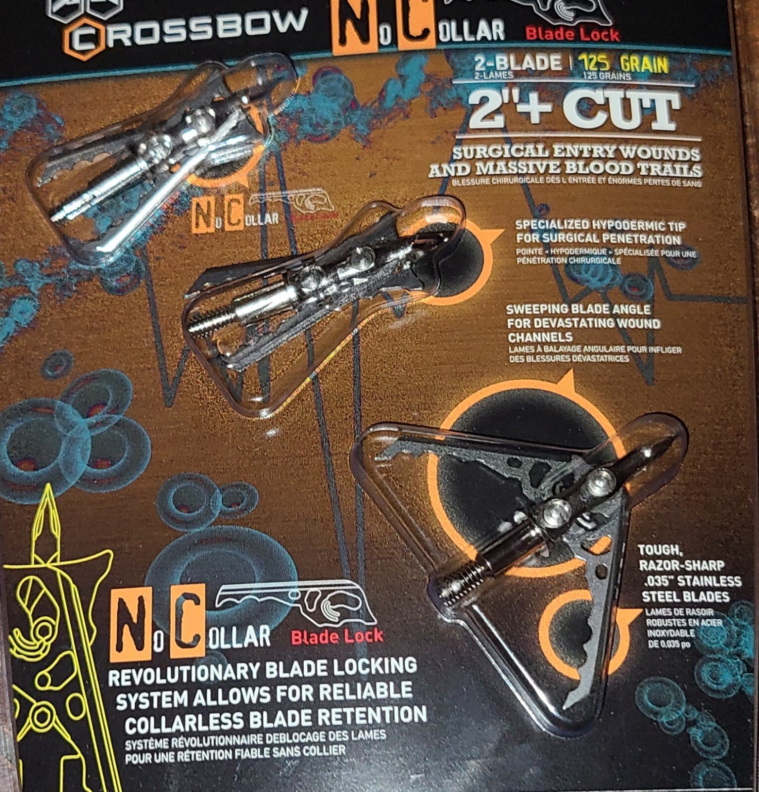 Rage 3pk Slipcam Rear Deploying Broadheads Hypodermic 125 Crossbow No