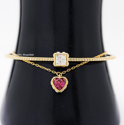 【SWAROVSKI】Chroma バングル 5683835 Swarovski Chroma bangle, Heart, Red, Gold-tone plated