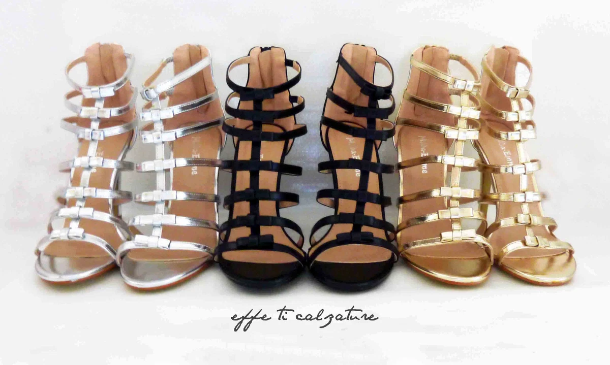 Scarpe Donna Sandali Tacco Gladiatore Oro Argento Nero eBay