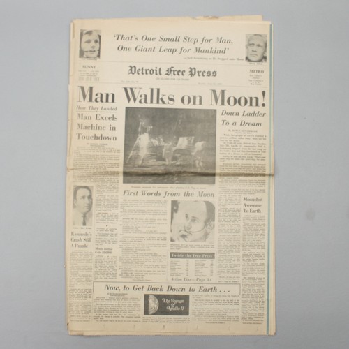3 periódicos de prensa gratuitos de colección Space Walk Orbit Moon Landing Glenn Detroit News - Imagen 2 de 10