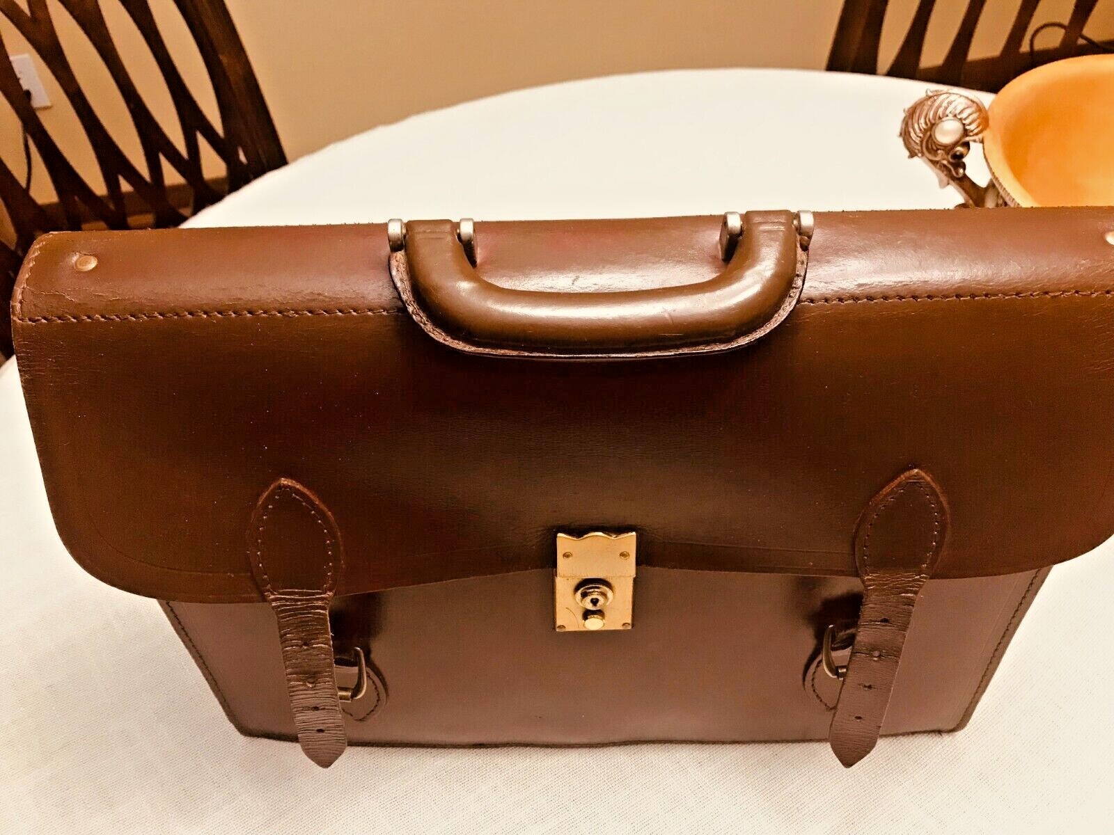 PAPWORTH English Brown Bridle Leather Briefcase / Mes… Gem