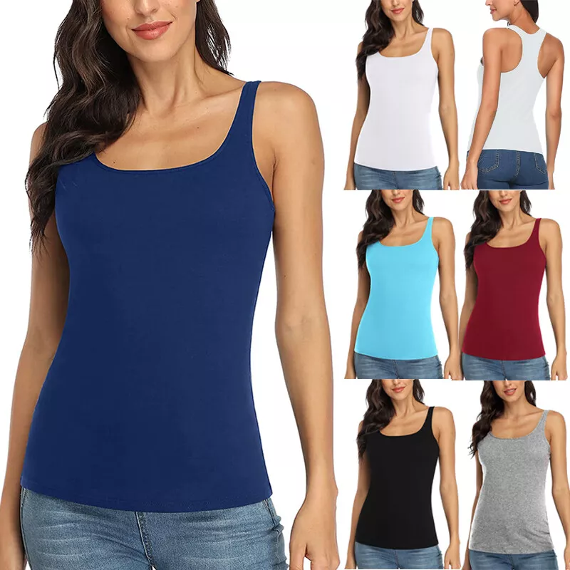 Women Tank Tops Camisole with Shelf Bra Top Workout Sleeping Layering Slim  Shirt