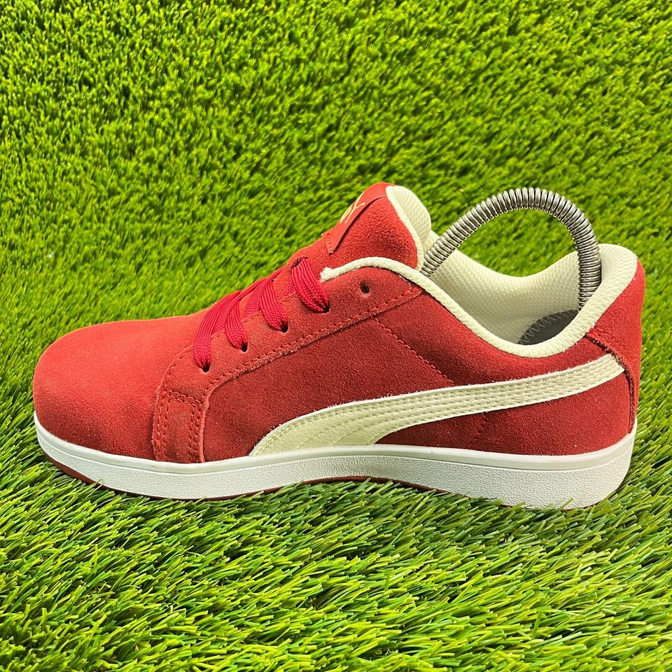 Puma Iconic Gamuza S1P Mujer Talla 7 Rojo Compuesto Puntera Zapatos de Seguridad Tenis Foto 2 de 4